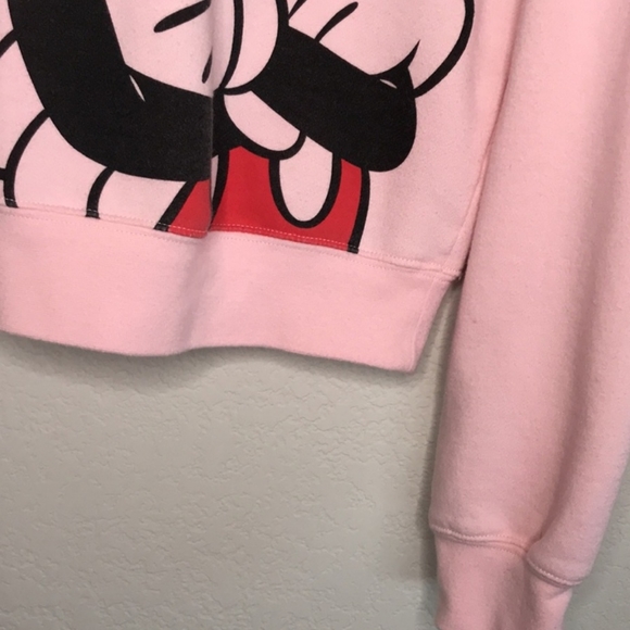 Disney Mickey Mouse Double Sided Graphic Cropped Sweatshirt Women's Large Pink - Picture 3 of 6